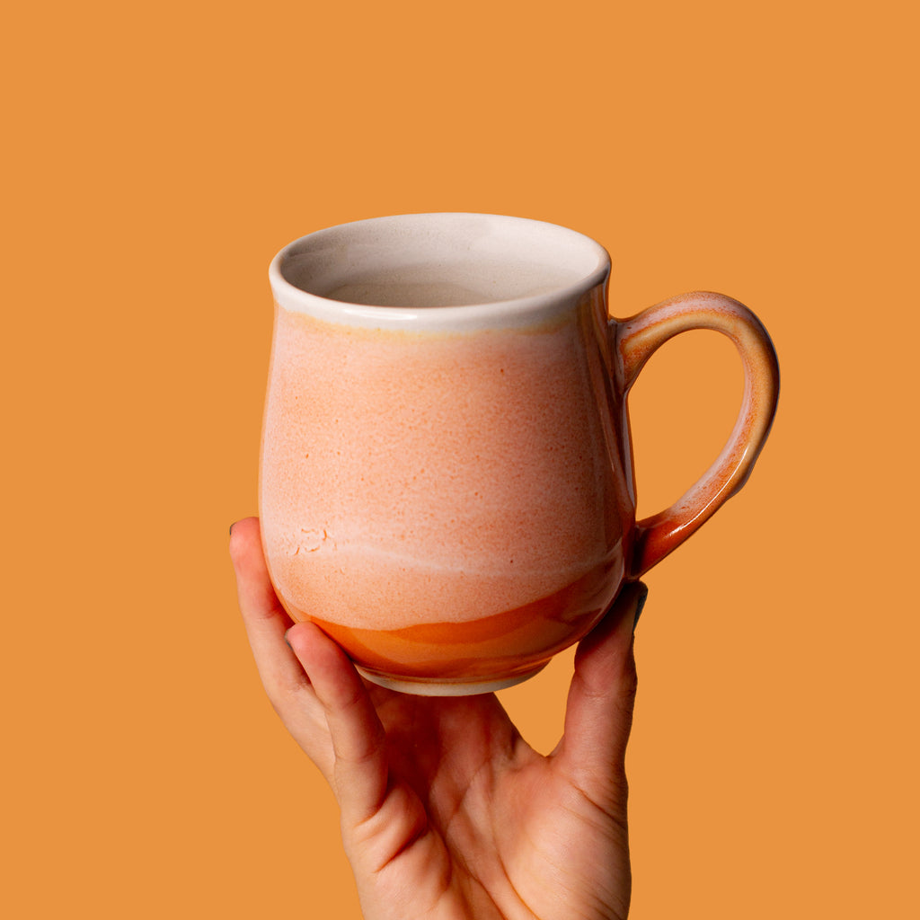 Large Coral and Cream Ceramic Mug