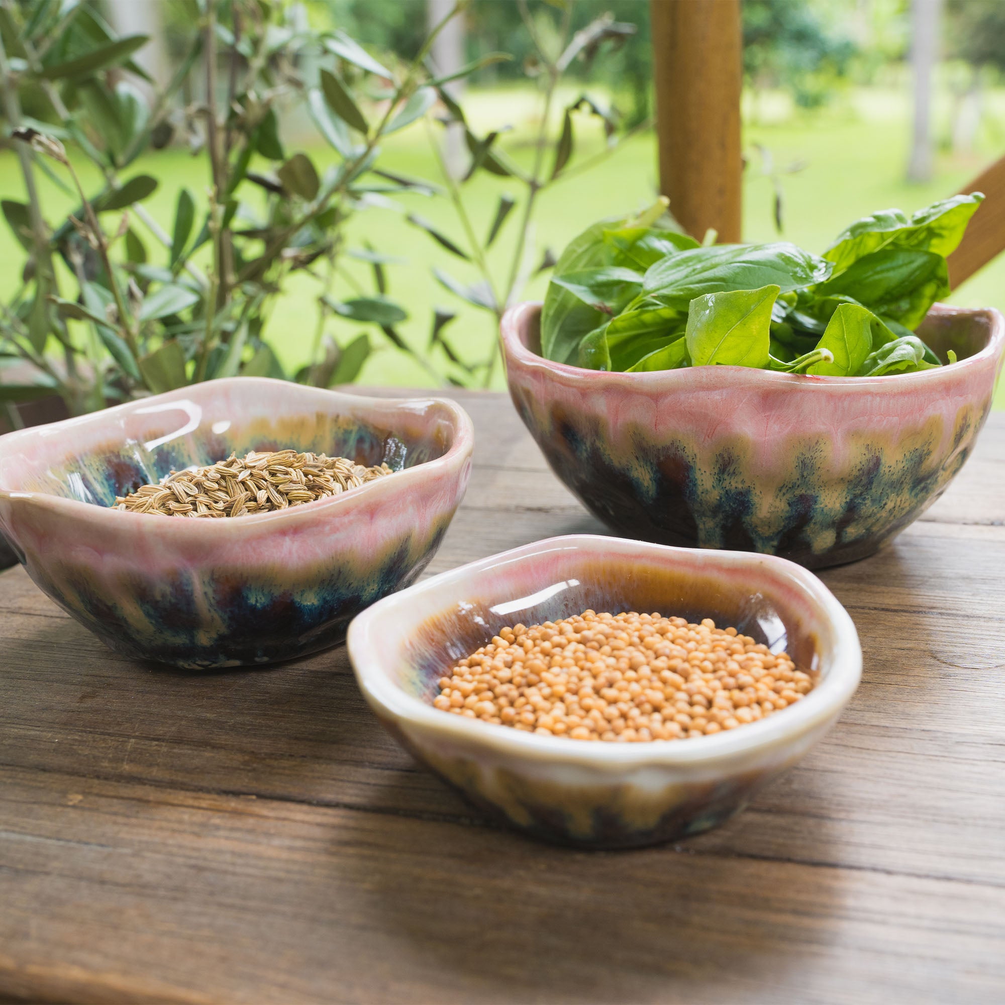 Nesting Dishes in Love Potion glaze