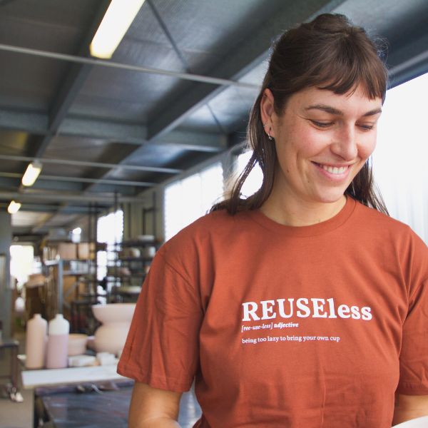 Brown Cotton Tshirt with Sustainability quote