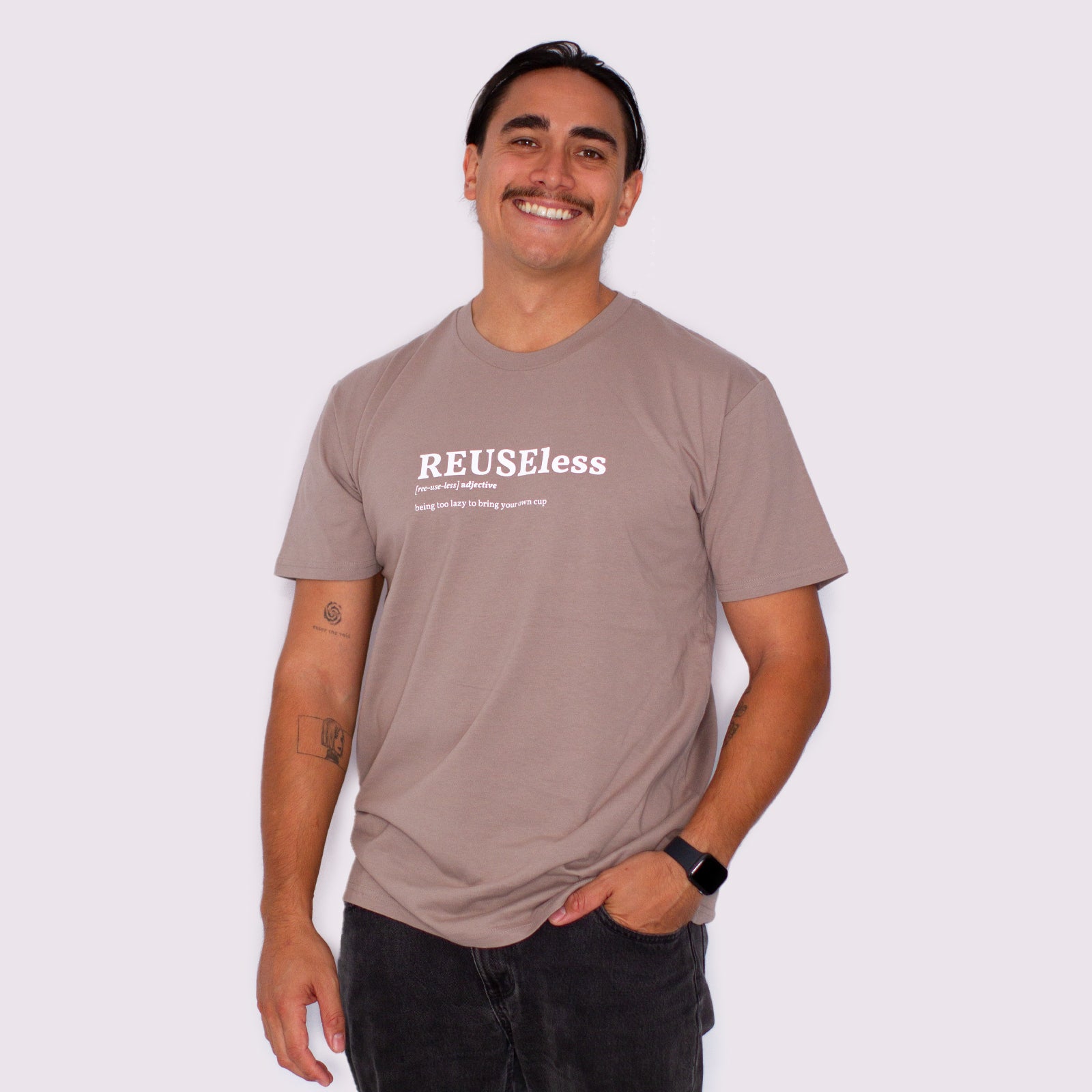 Grey Cotton Tshirt with Sustainability quote