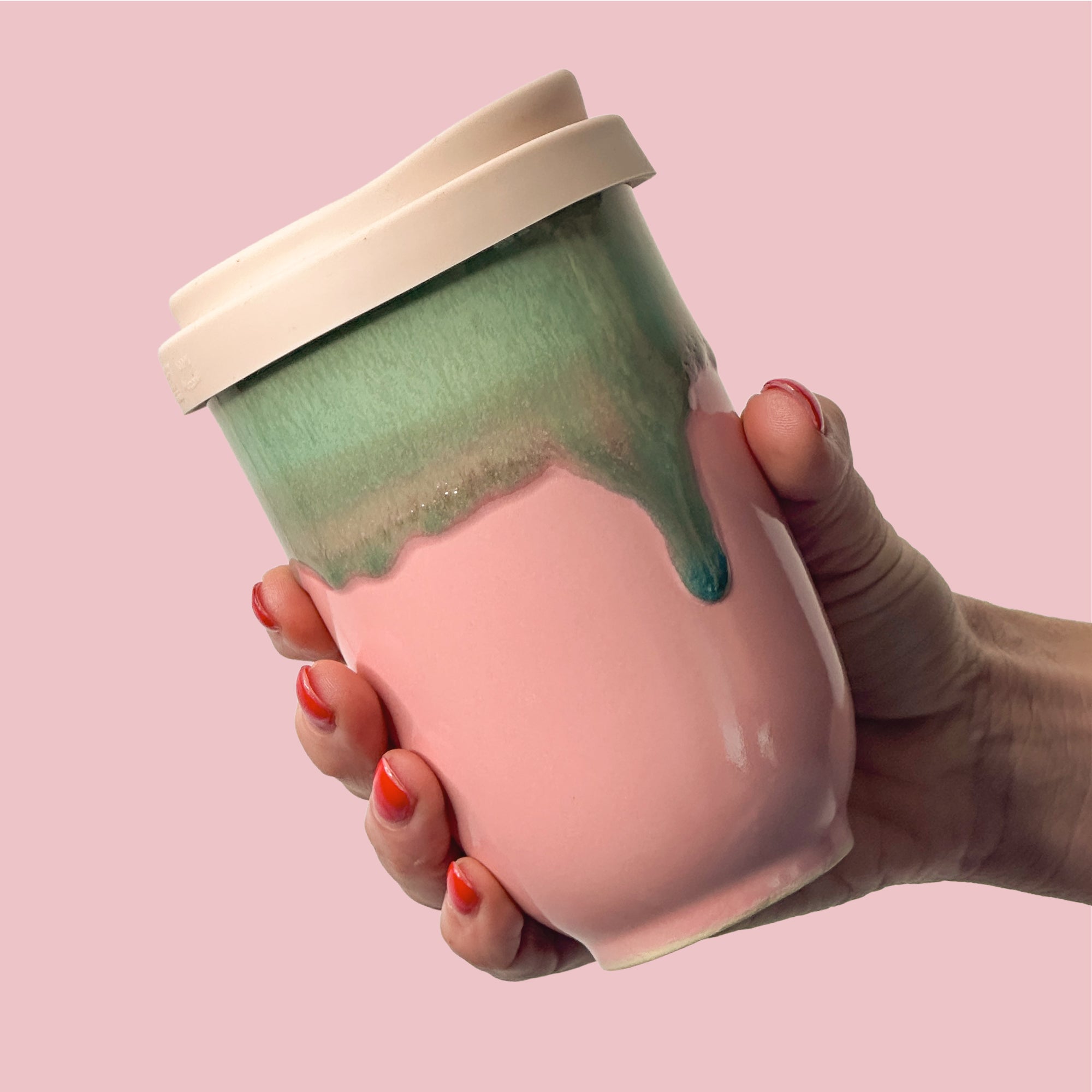 Pink Flamingo Ceramic Travel Cup