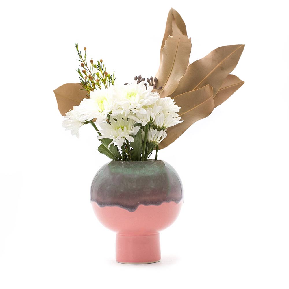 Pink and Green Ceramic Vase