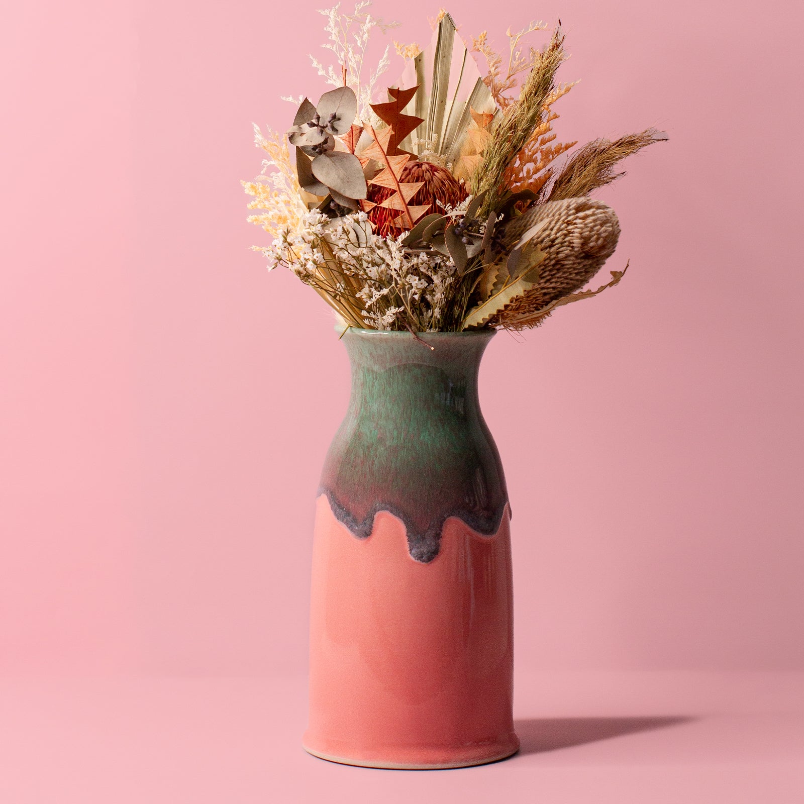 Pink and Green Ceramic Vase
