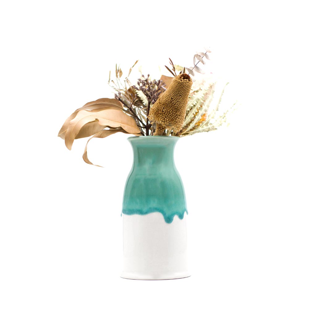 Green and WHite Ceramic Vase