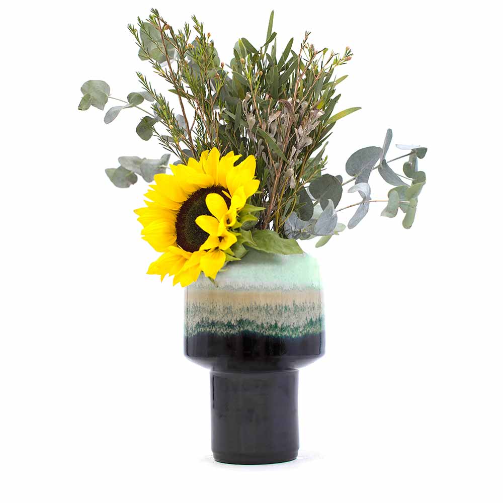 Green and black Ceramic Vase