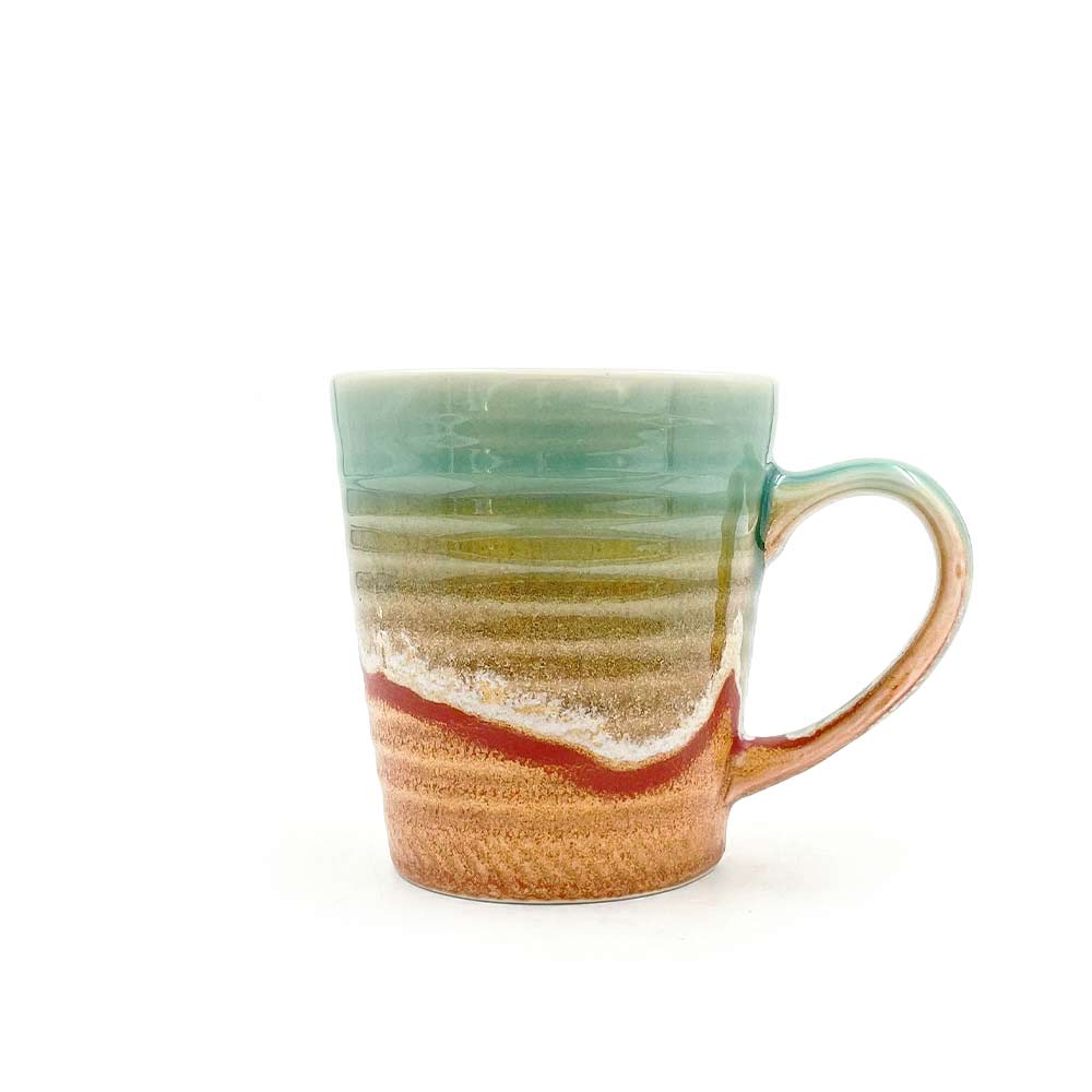Coral and Green Straight Ceramic Mug