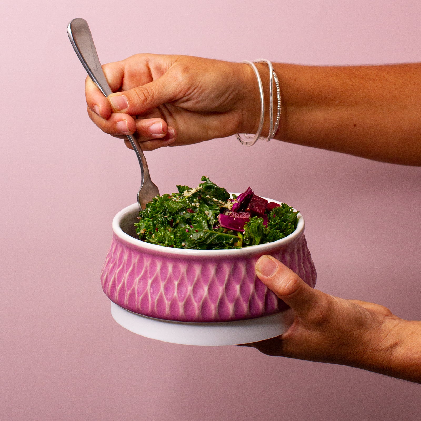 Pink Ceramic Bowl small in hand
