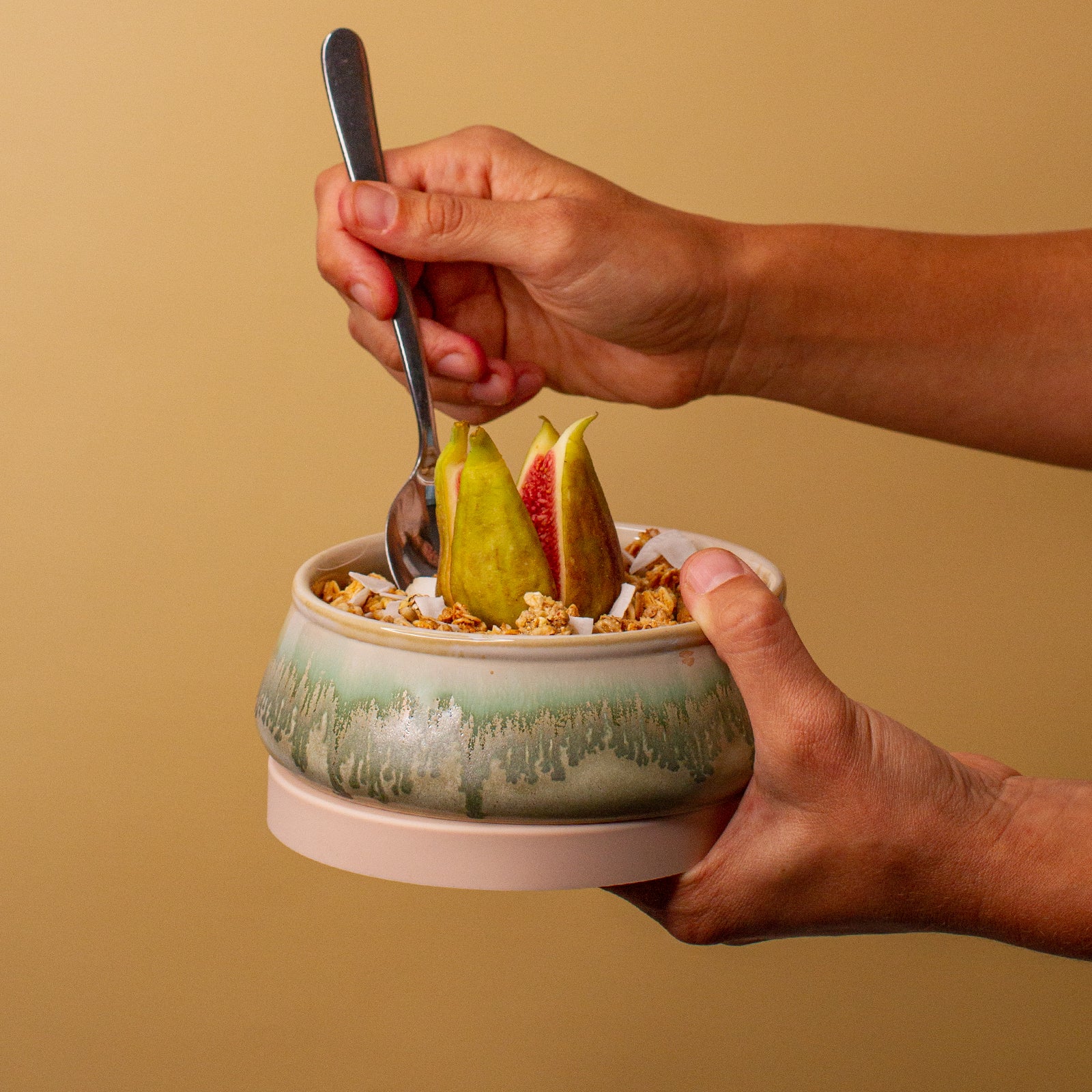 Light Green Ceramic Travel Bowl