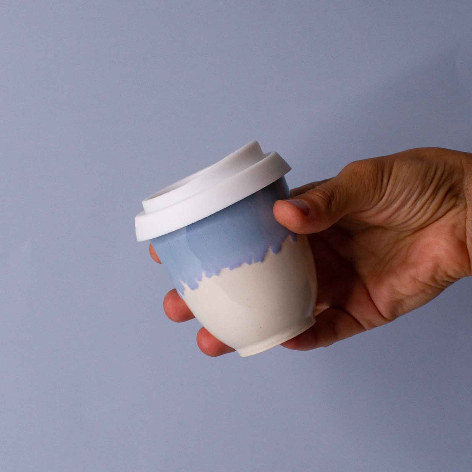 Pottery For The Planet Ceramic Travel Cup Blue 4oz Piccolo Cup