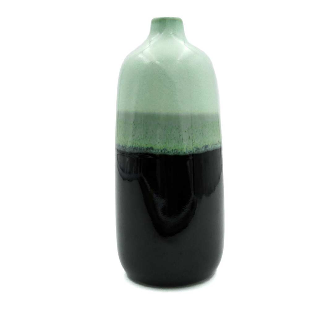 Pottery For The Planet two-tone green and black eco-friendly home decor vase with a smooth finish