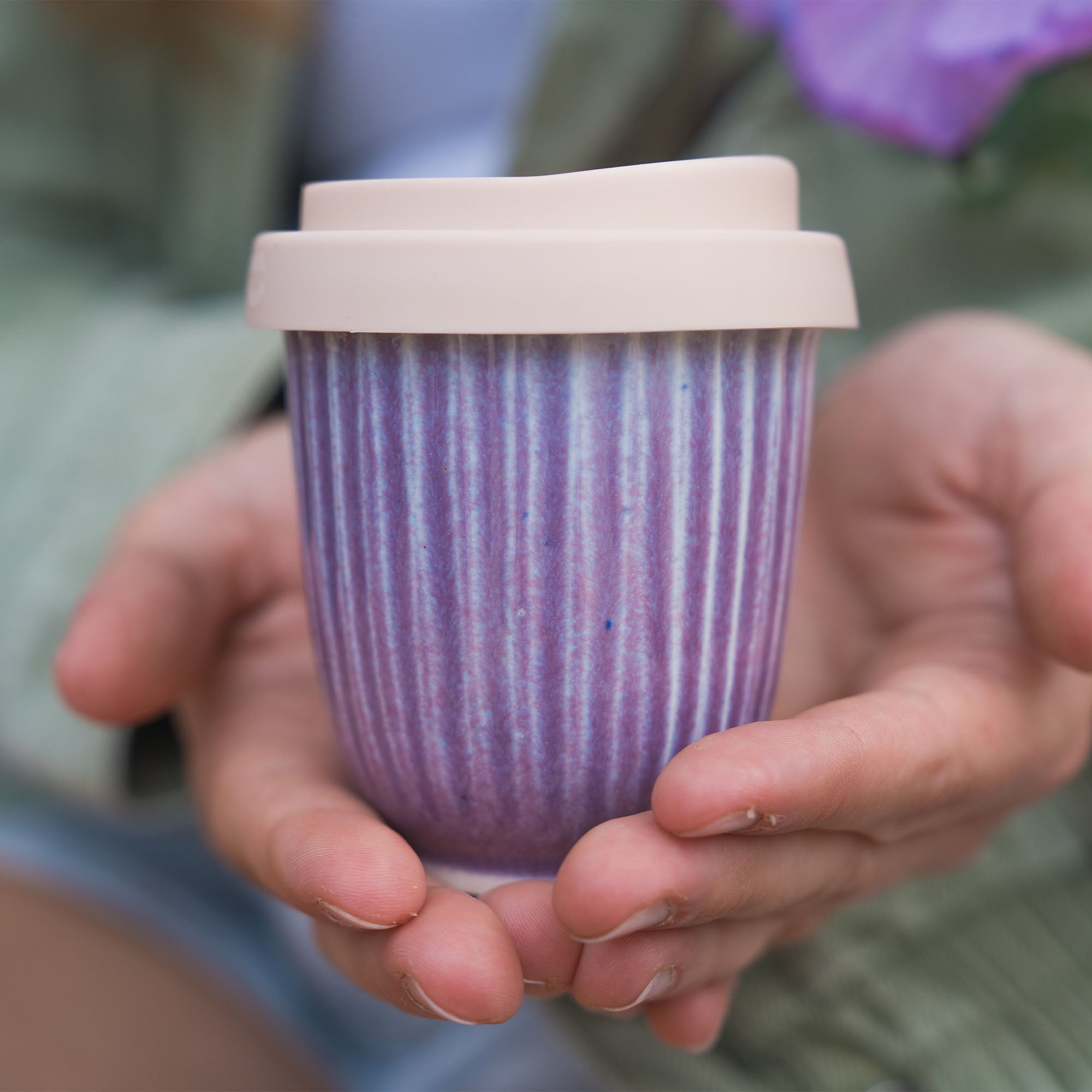 Periwinkle Fluted Travel Cup