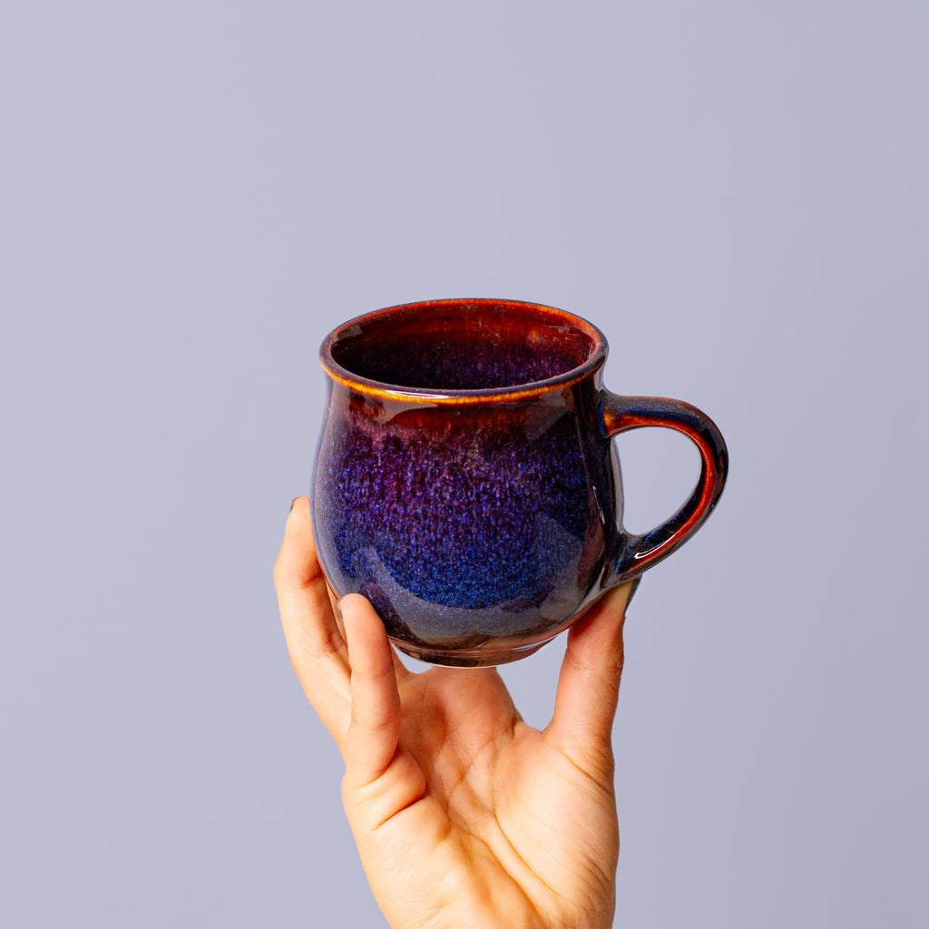 Small Dark Blue and Black Ceramic Mug