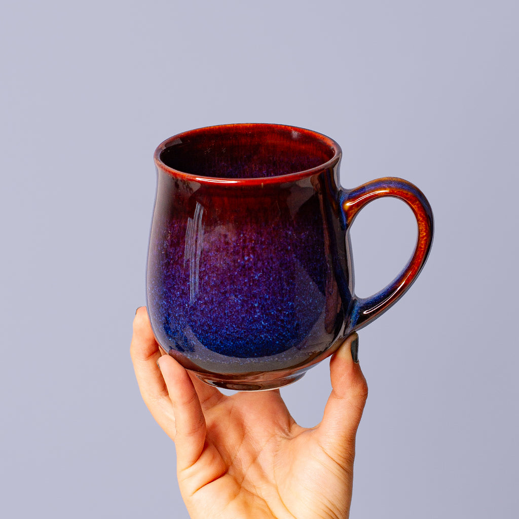 Large Dark Blue and Black Ceramic Mug