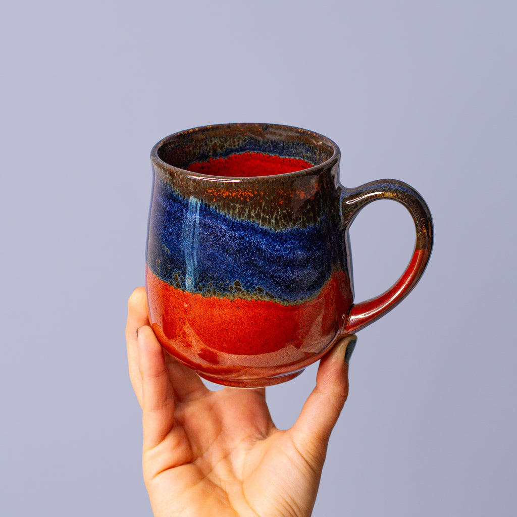Navy Blue and Rust Ceramic Mug
