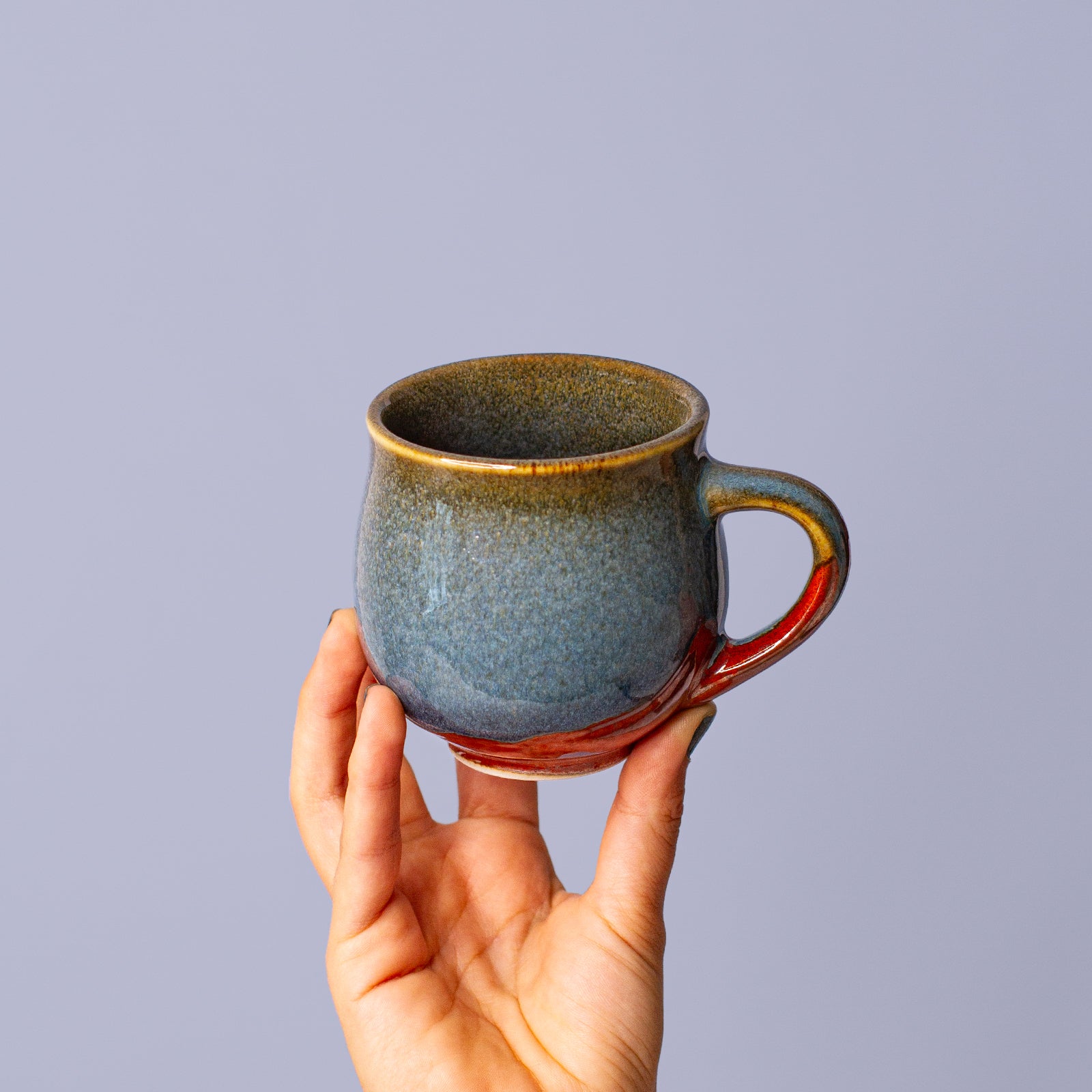 Grey Green and Rust Ceramic Mug