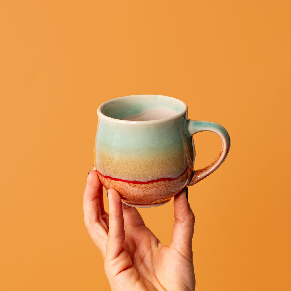 Small green and Rusty Brown Ceramic Mug