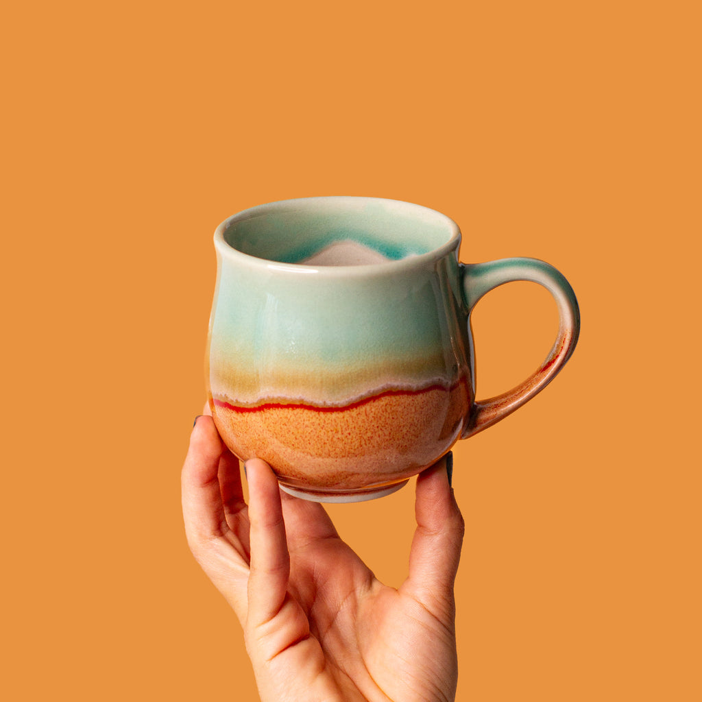 Medium Light green and Rusty Brown Ceramic Mug