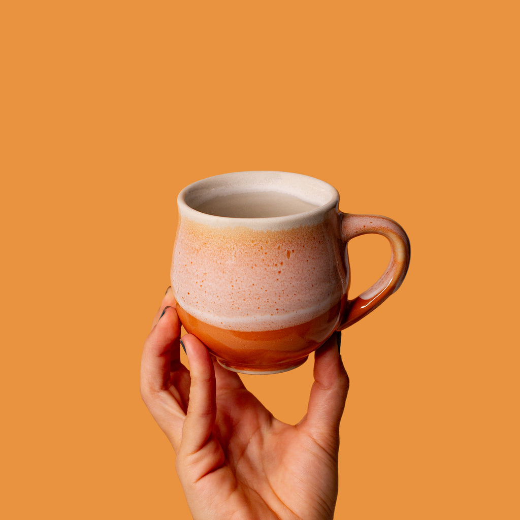 Small Coral and Cream Ceramic Mug