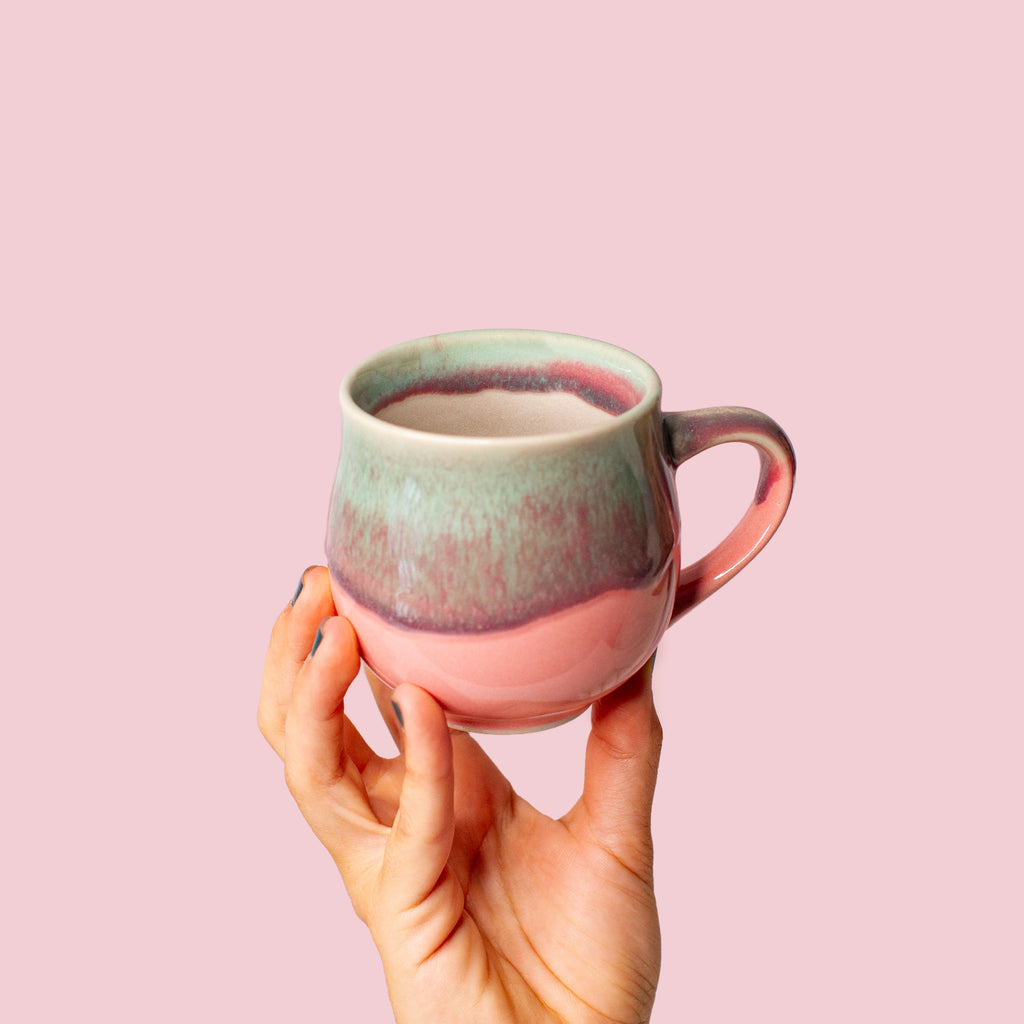 Small Pink and Green Ceramic mug