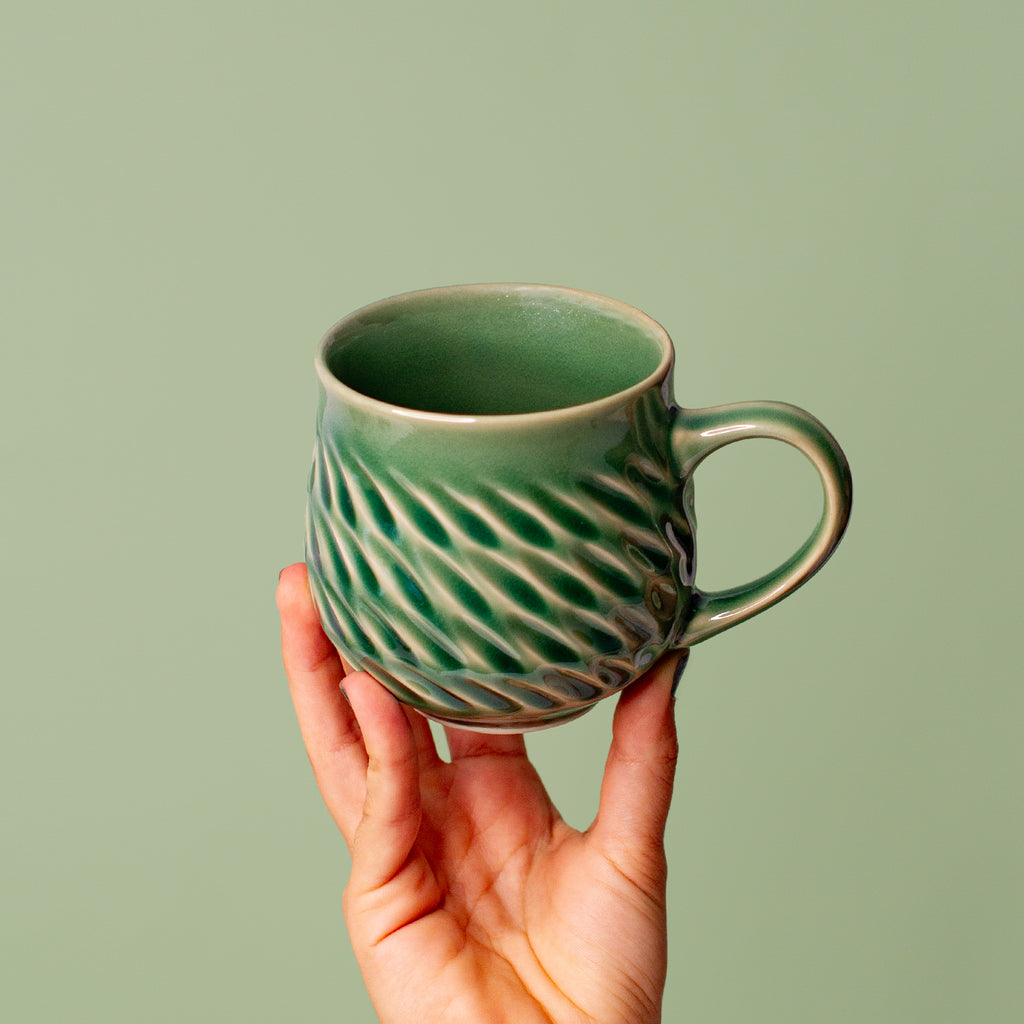 Sage green ceramic hug mug