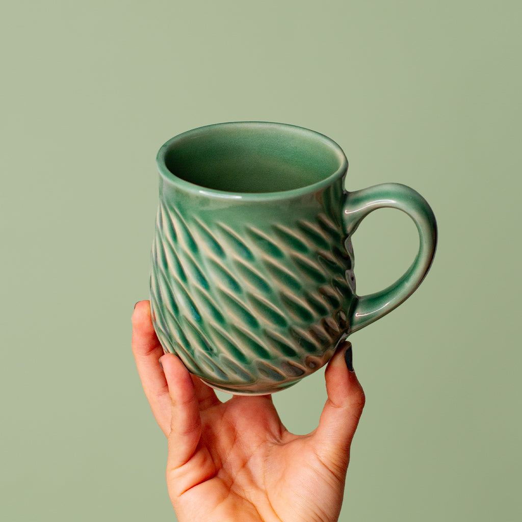 Sage green ceramic hug mug