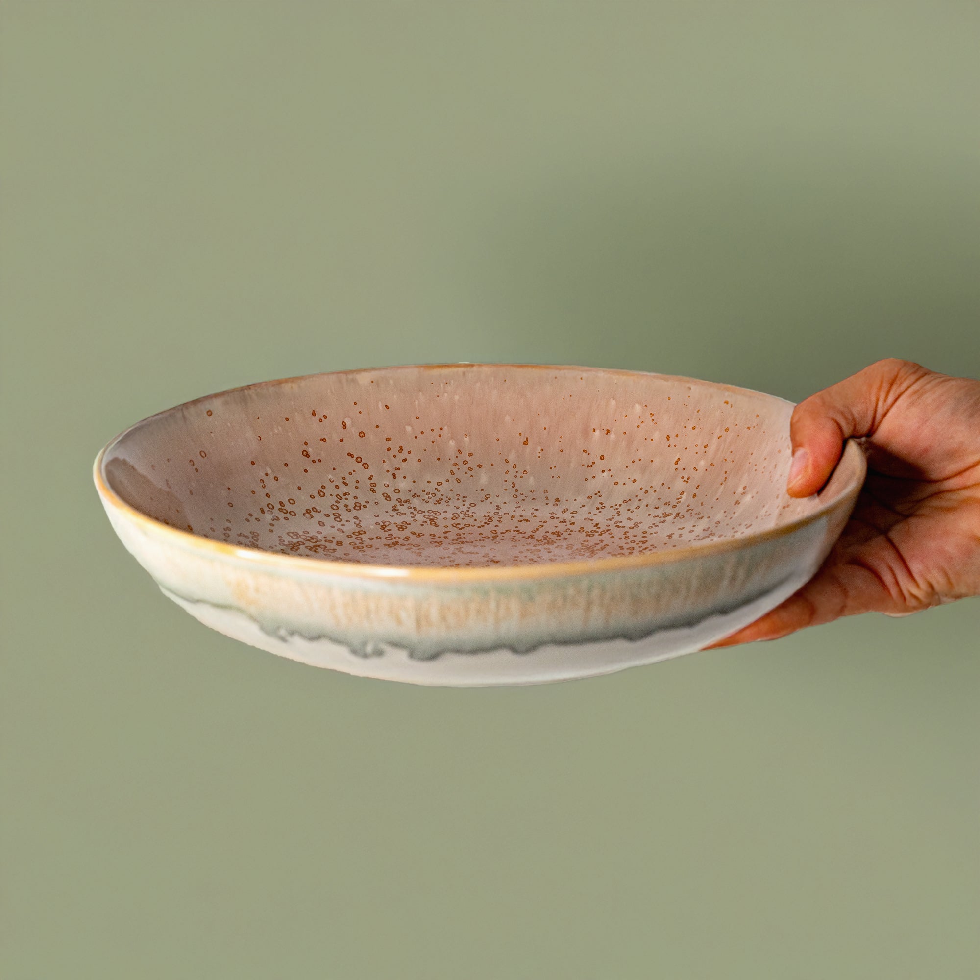 Pottery For The Planet Serving Bowl Rainforest Jasper