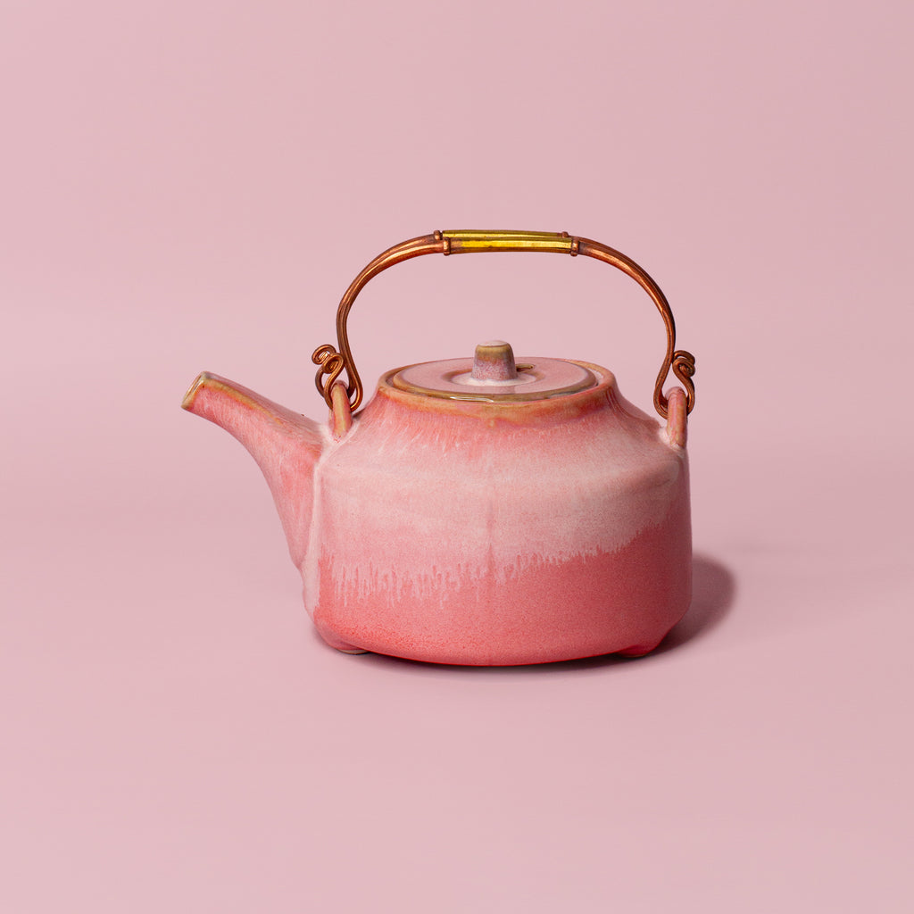 Pottery For The Planet Ceramic Teapot Jasmine Raspberry Beret