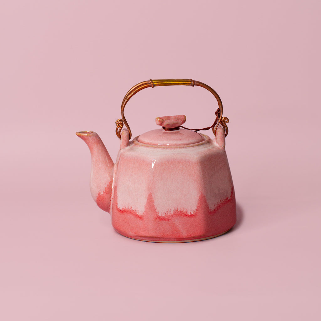 Pottery For The Planet Ceramic Teapot Dorothy Raspberry Beret