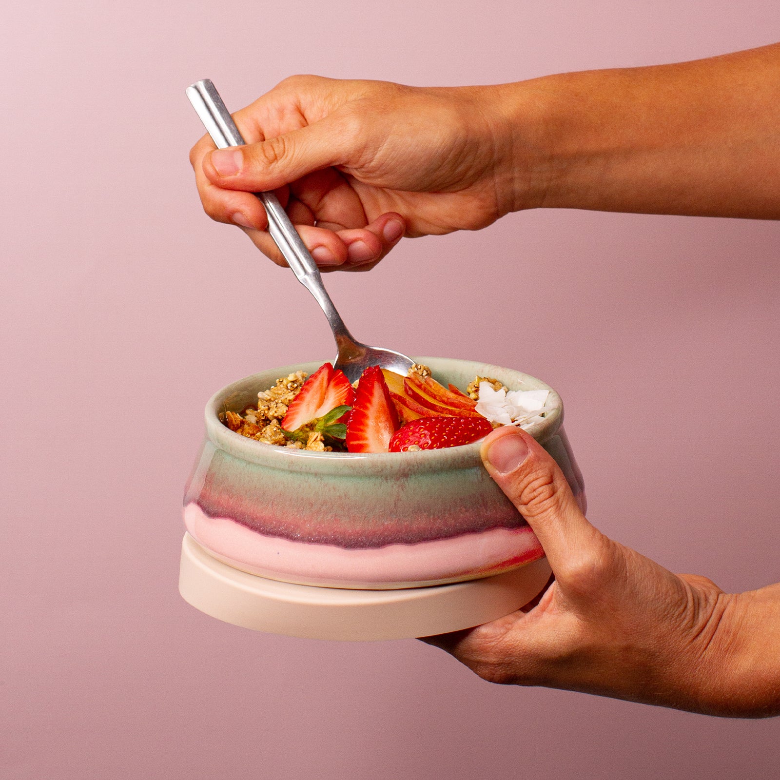 Pink Flamingo Ceramic Travel Bowl