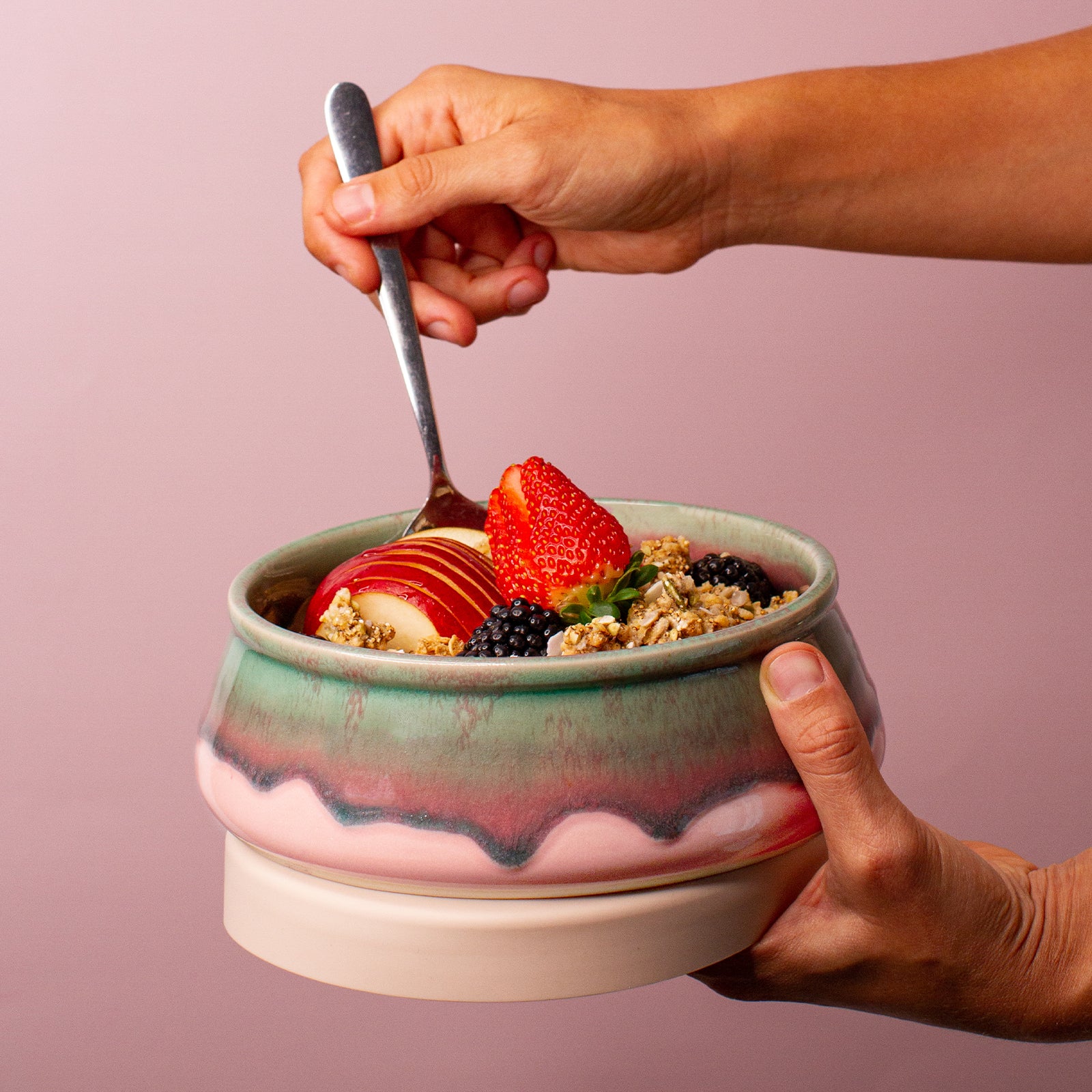 Pink Flamingo Ceramic Travel Bowl