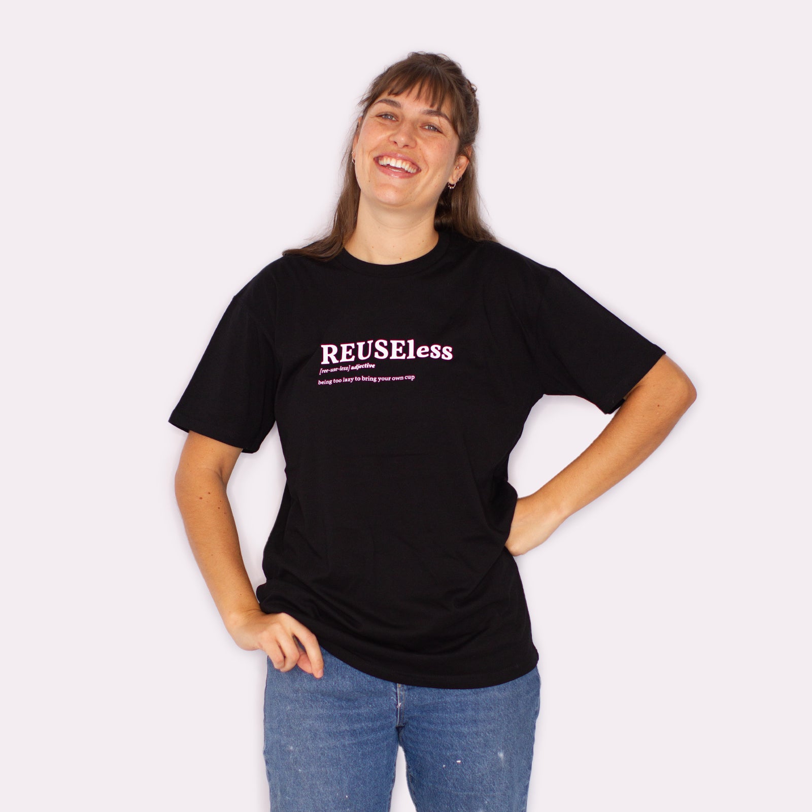 Black Cotton Tshirt with Sustainability quote