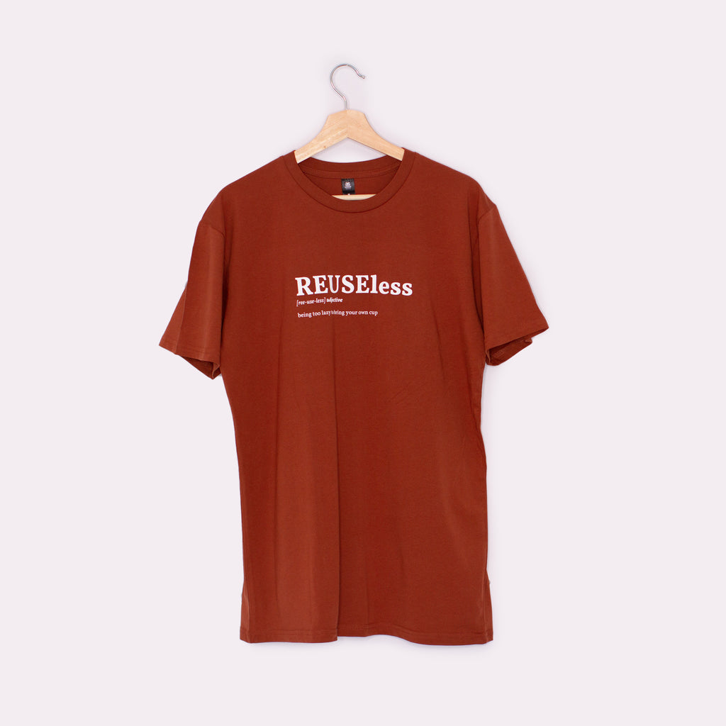 Brown Cotton Tshirt with Sustainability quote