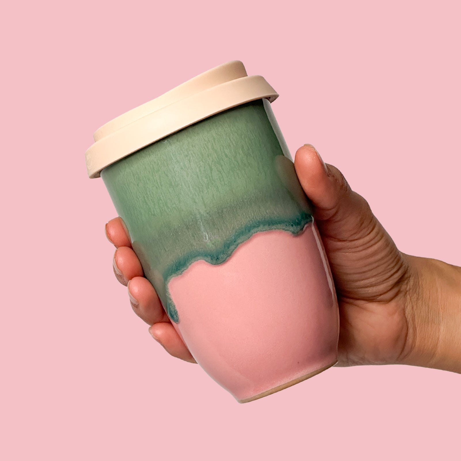 Pink Flamingo Ceramic Travel Cup