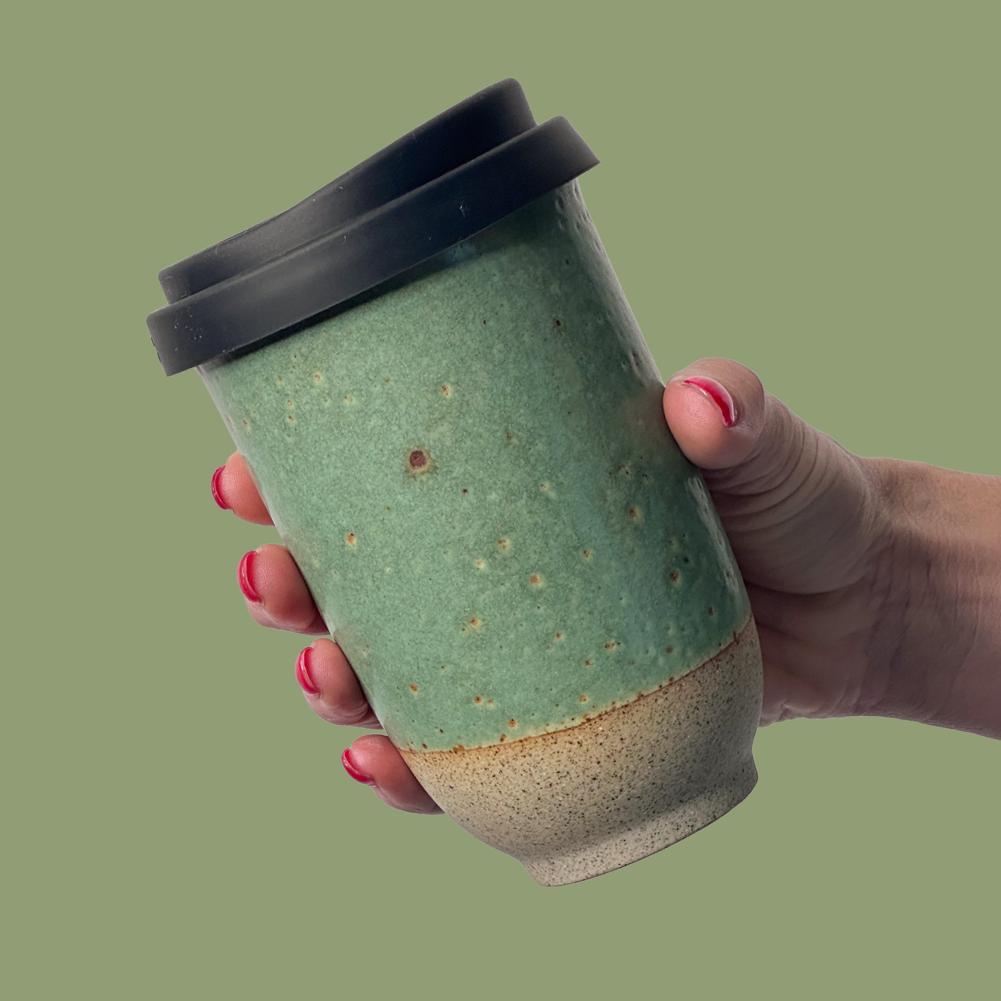 Forest Moss Ceramic Travel Cup