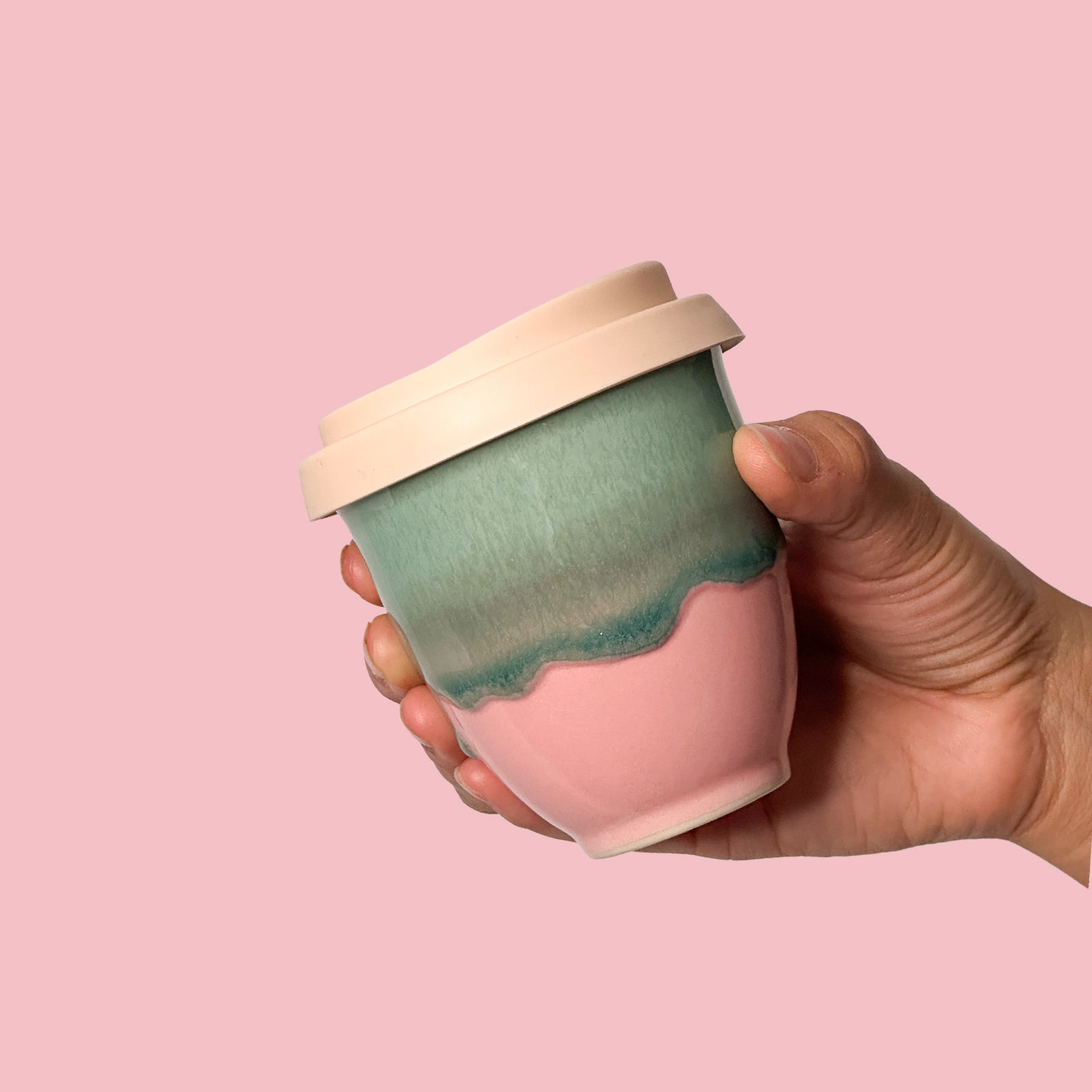 Pink Flamingo Ceramic Travel Cup