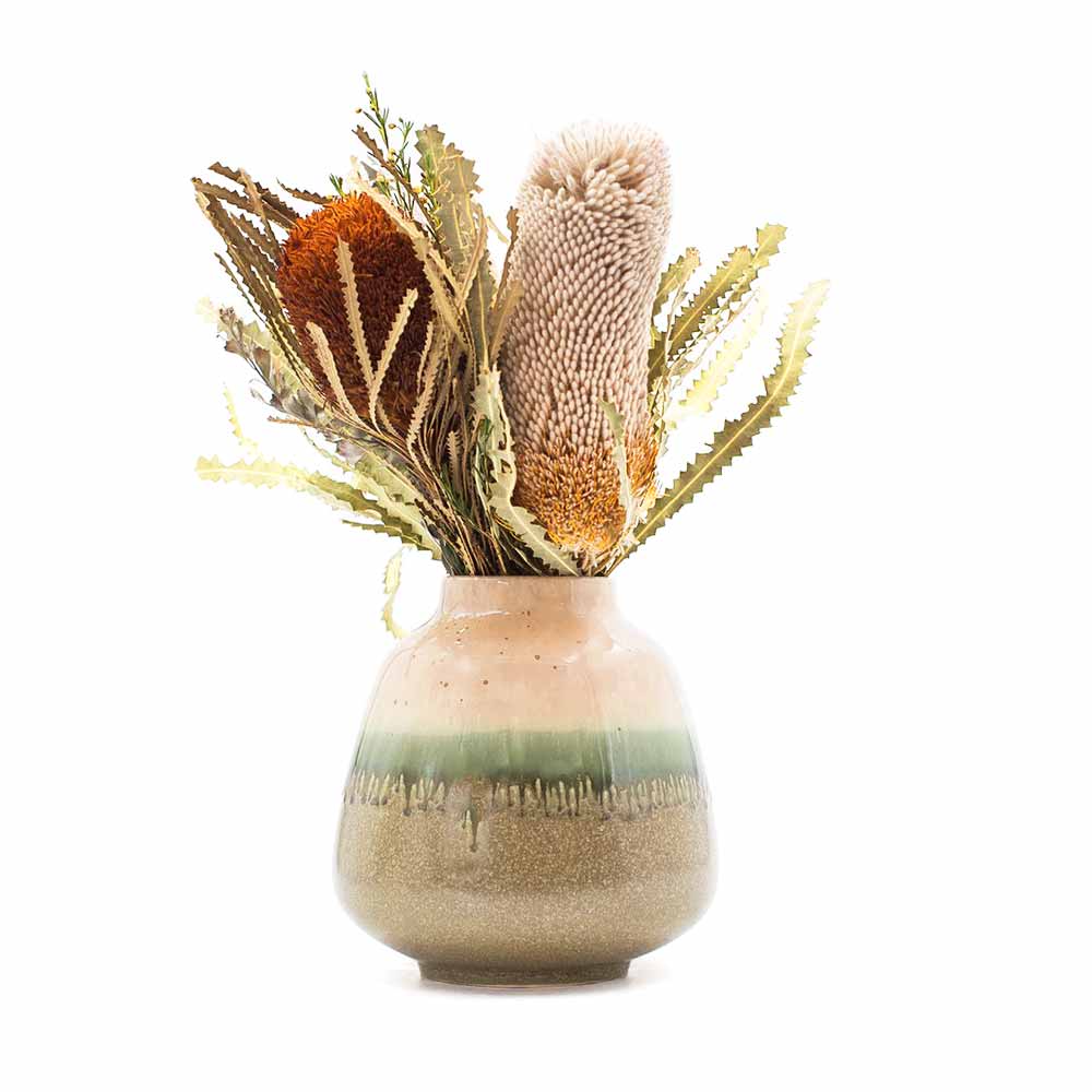 Green and Cream Ceramic Vase