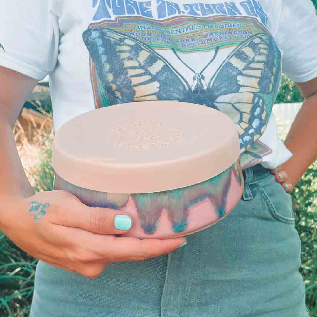 Woman Holding Pink Flamingo Bowl