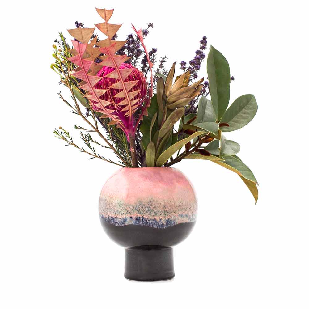 Pink and Black Ceramic Vase