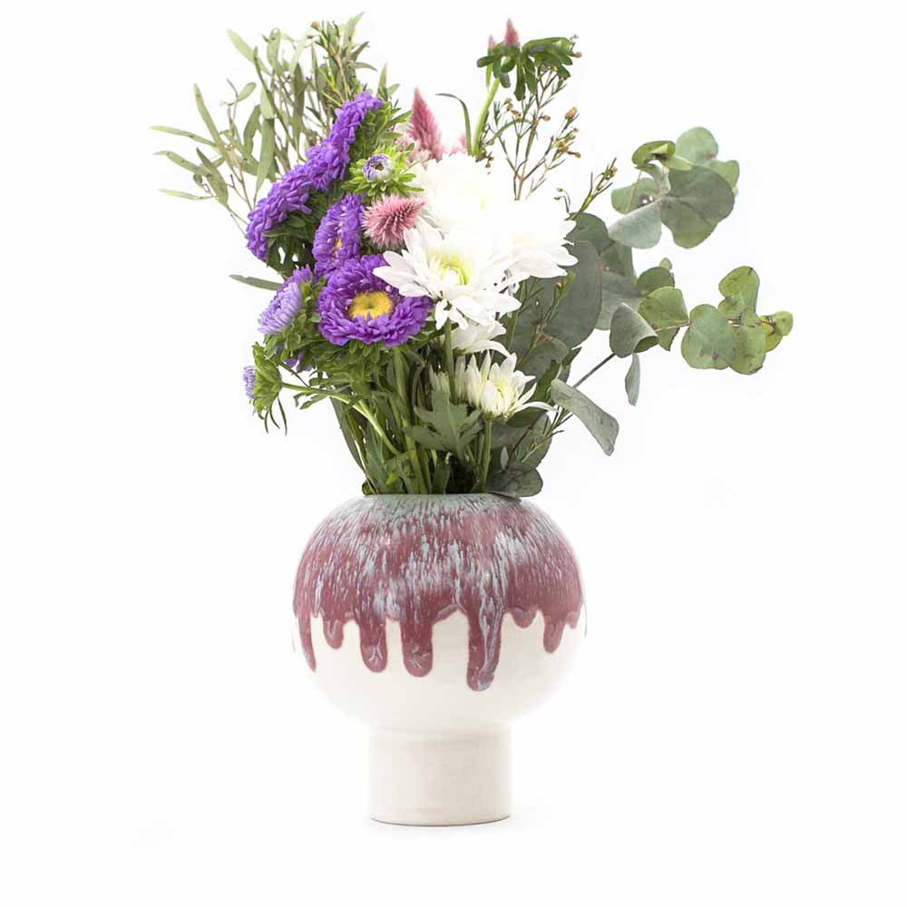 Blue purple and white Ceramic Vase