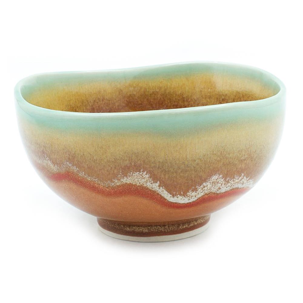 Ceramic Noodle Bowl Green and red