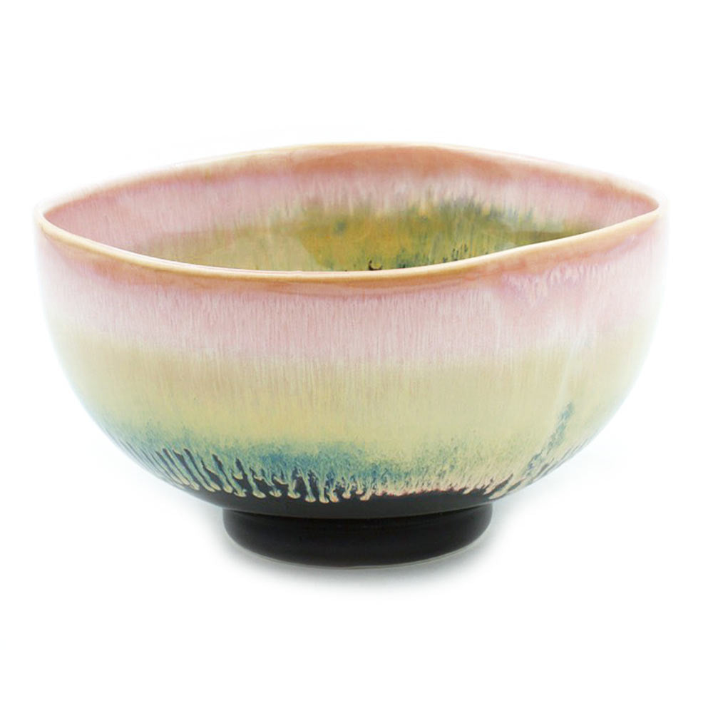 Ceramic Noodle Bowl Pink and Brown