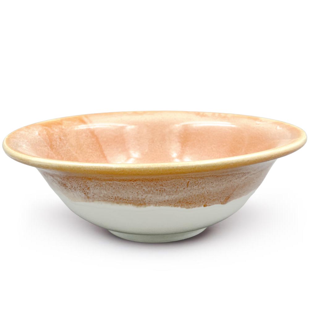 Coral and white Large Ceramic Salad Bowl