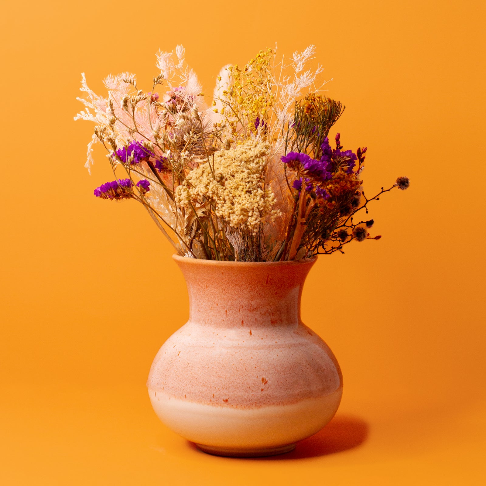 Red and white ceramic vase