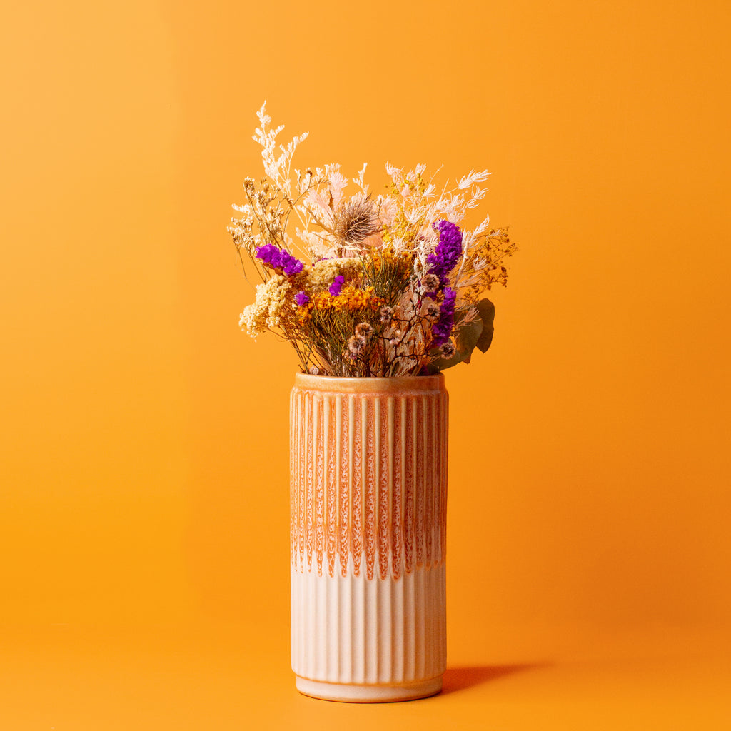 Coral and White Ceramic Vases