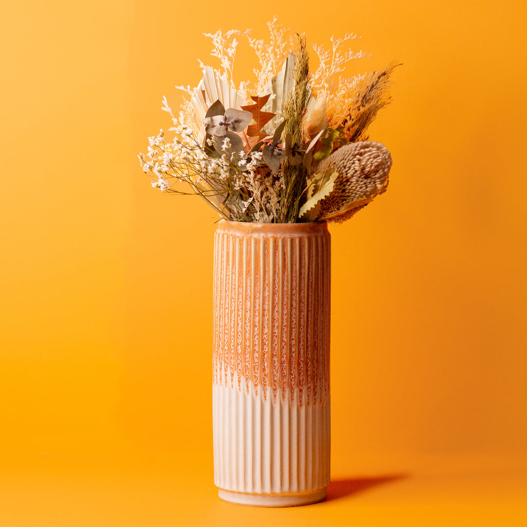 Large Coral and white Ceramic Vase