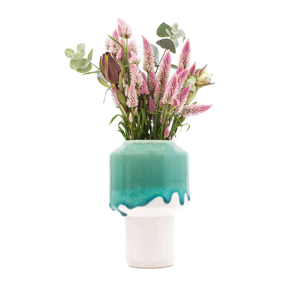 Green and White Ceramic Vase