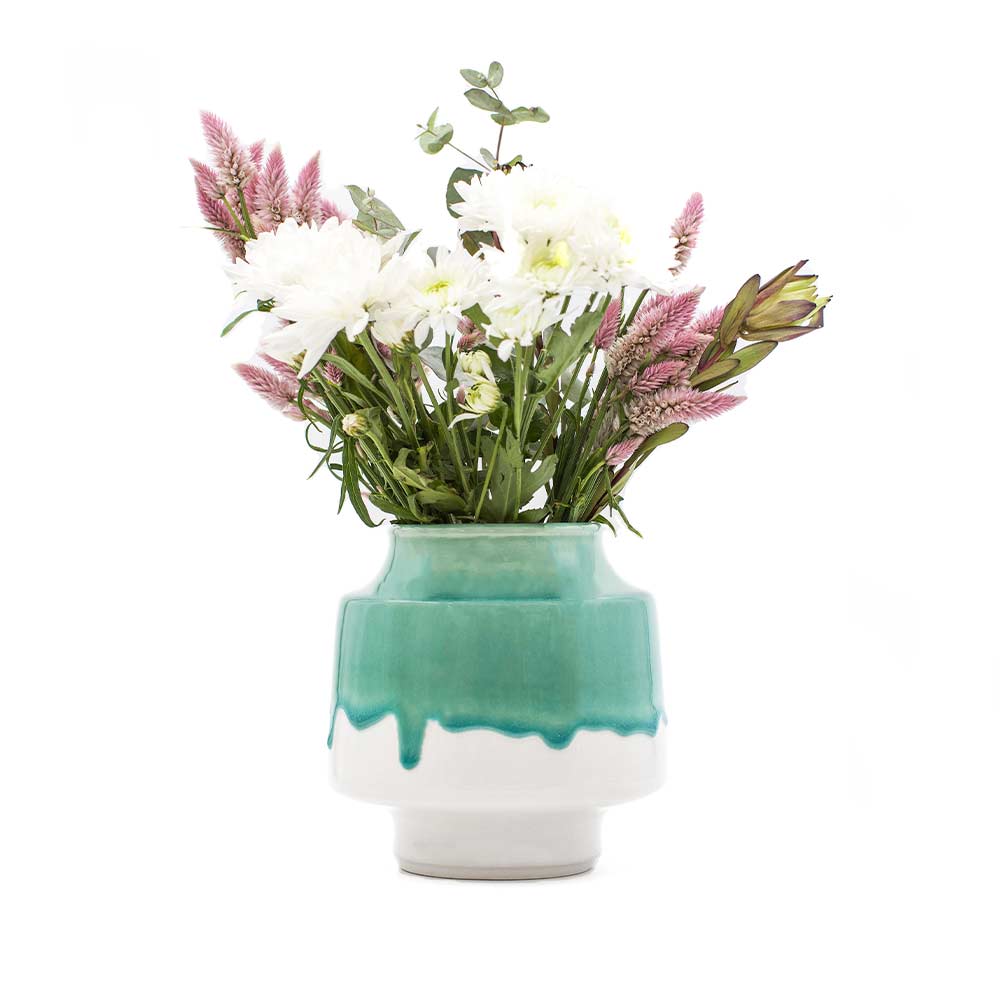Green and White Ceramic Vase