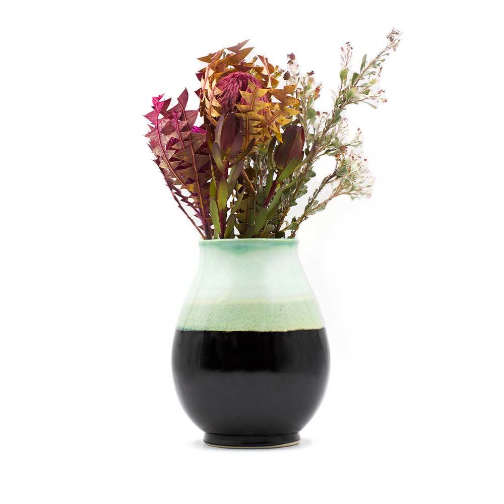 Green and Black Ceramic Vase