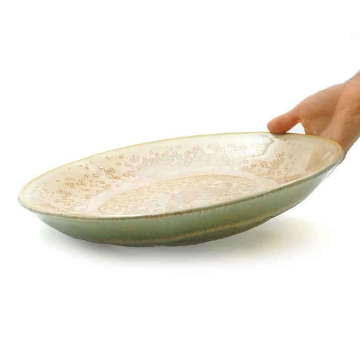 Pottery For The Planet Serving Plate Rainforest Jasper With Hand