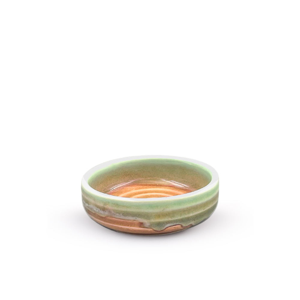 Green and Coral Ceramic Pinch Bowl 